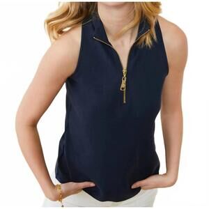 NEW SPARTINA 449 keira half zip top in slate blue